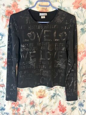 Vintage REQUEST Black Long Sleeve Graphic 'LOVE' Top